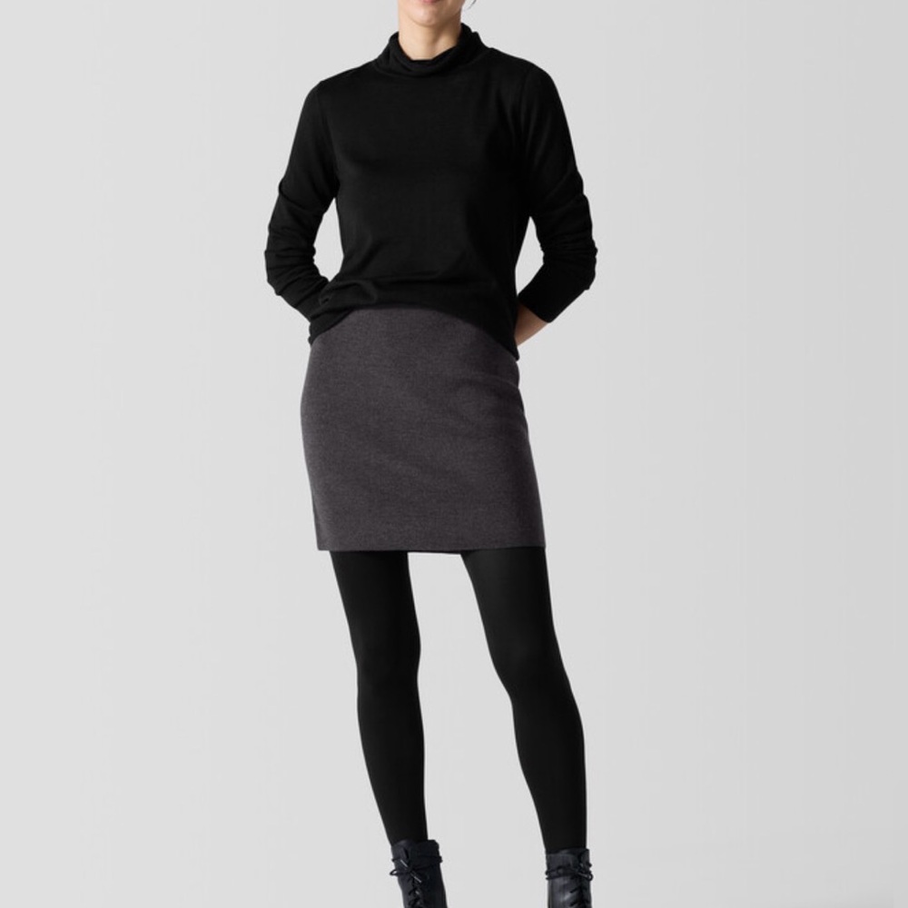 Eileen Fisher Charcoal merino wool Mini Skirt size medium